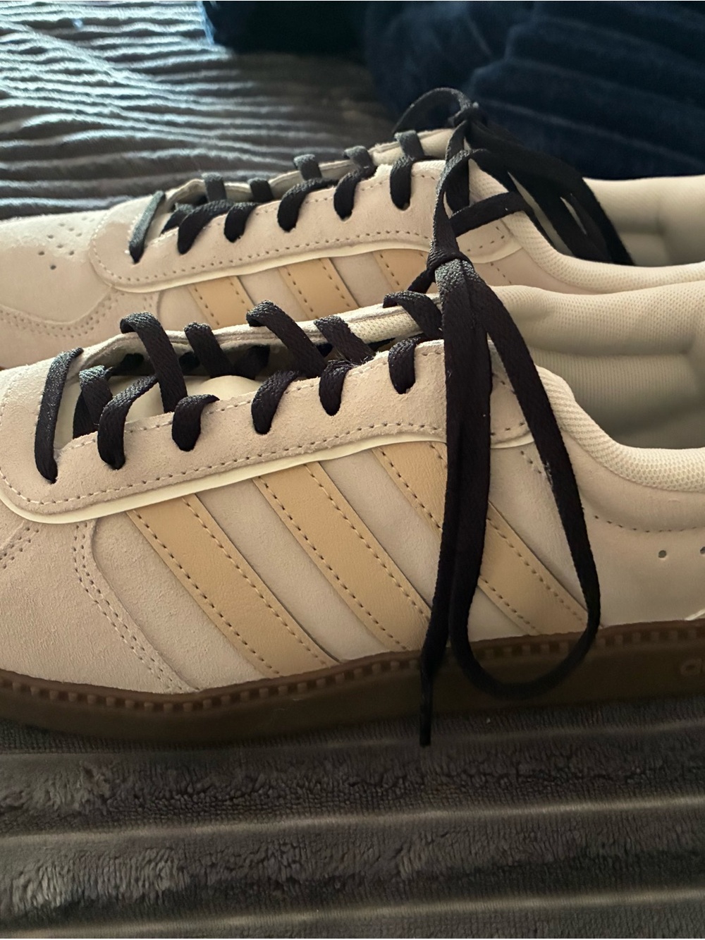 adidas Cream and Black Classic Low-Top Athletic Sneakers